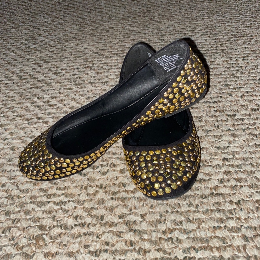 NWOB Candies Black & Gold Studded Flats 7M